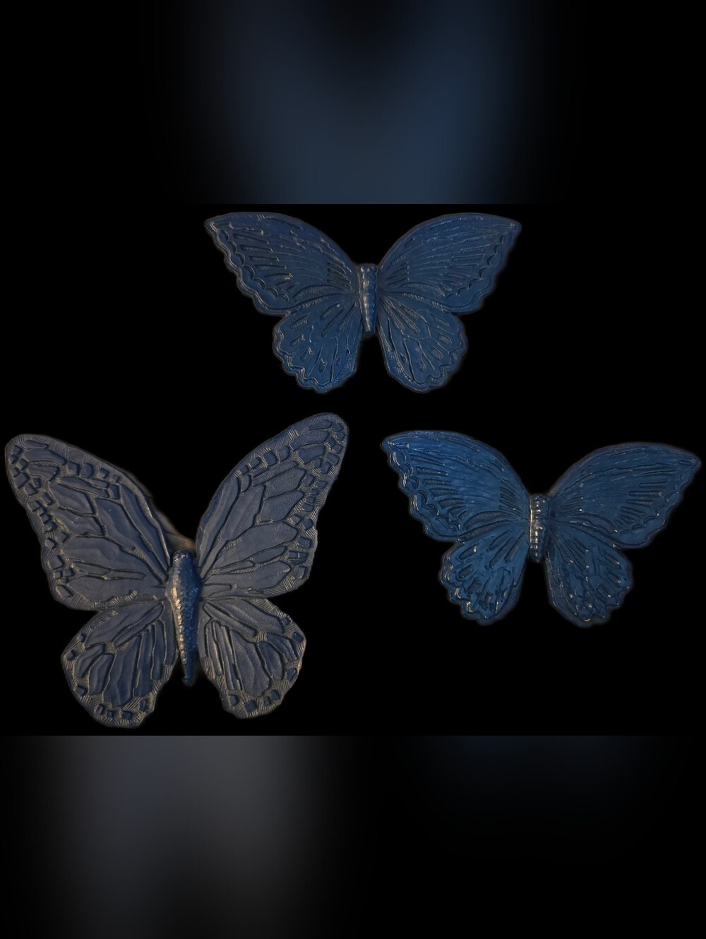 Mid century Modern Set of 3 HOMCO blue Plastic butterfly Wall Hangings Vintage